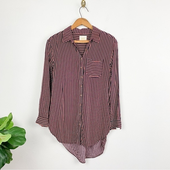 Maeve Anthropologie Striped Button Down Flowy Shirt Sz XS - Picture 1 of 6